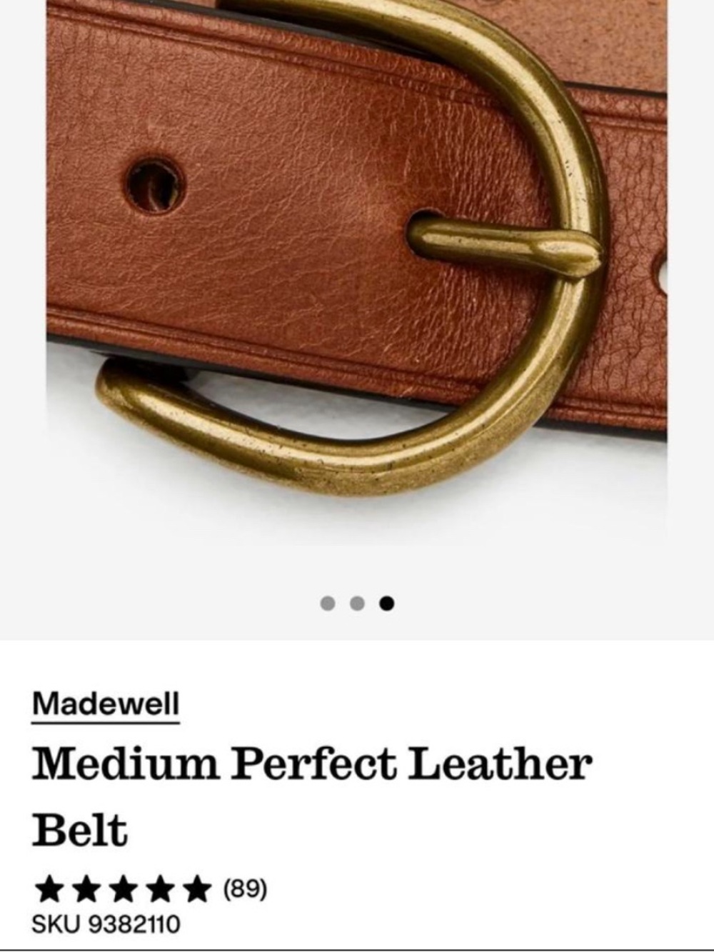 Madewell Leather Belt in Brown with Brass-Tone Buckle